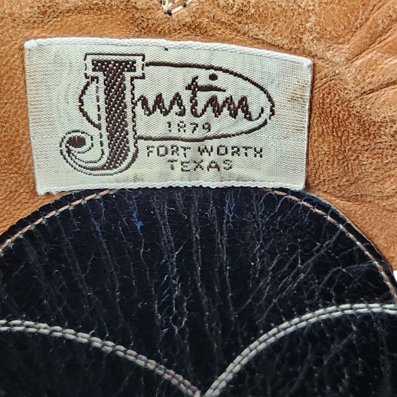 Justin Boot Co Vintage Black Leather Western Cowboy Boots Slouchy Mens Size 10 E - Picture 12 of 13